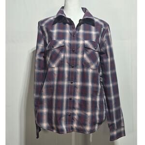 Pendelton Woman's Red Pink & Blue Plaid Snap Western Top Size Medium